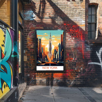 Empire State Building Retro New York Cityscape Urban Poster