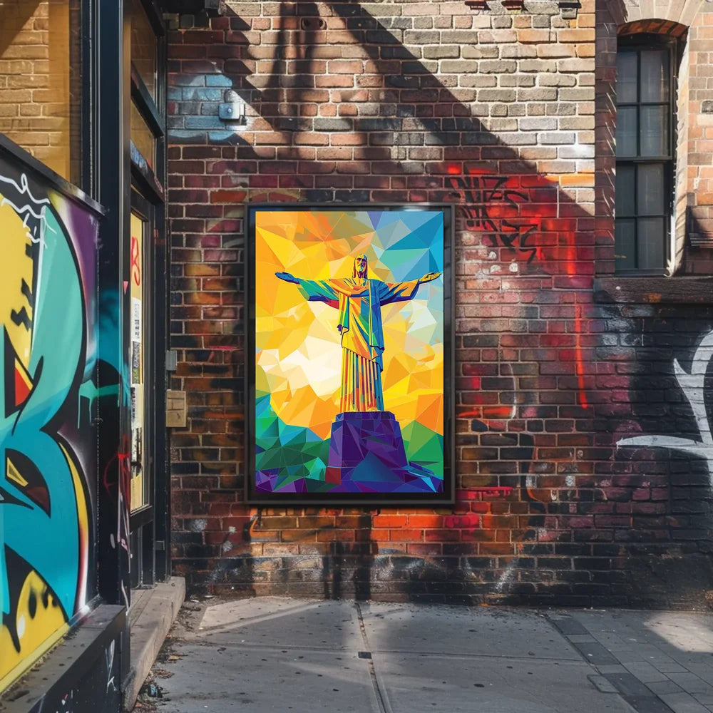 Vibrant Geometric Christ the Redeemer Art Poster
