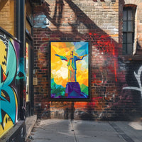 Vibrant Geometric Christ the Redeemer Art Poster