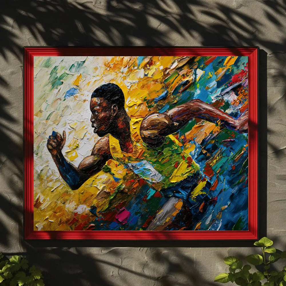 Dynamic Runner: Impressionistic Sports Art Poster Print