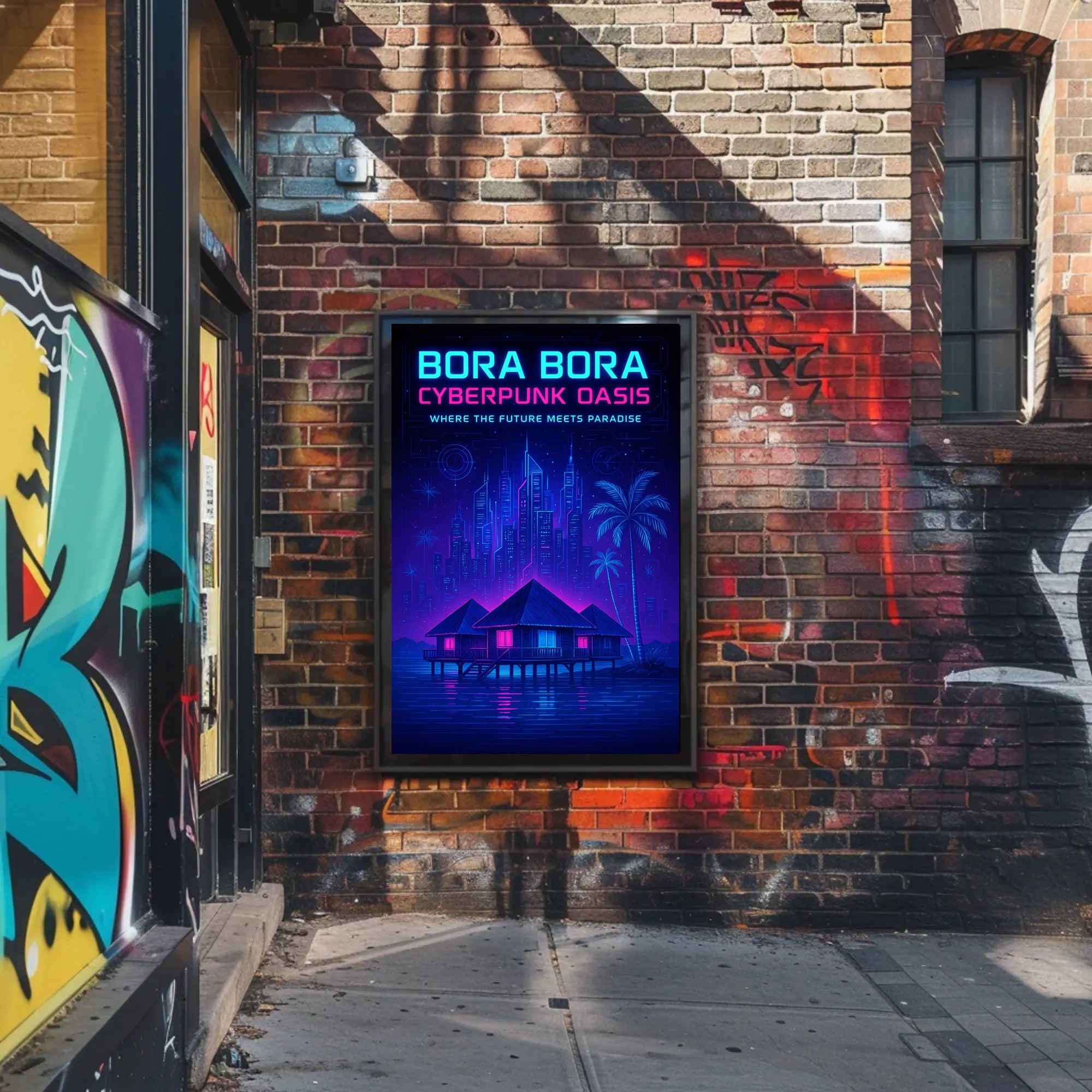 Bora Bora Cyberpunk Oasis Poster PosterGoat