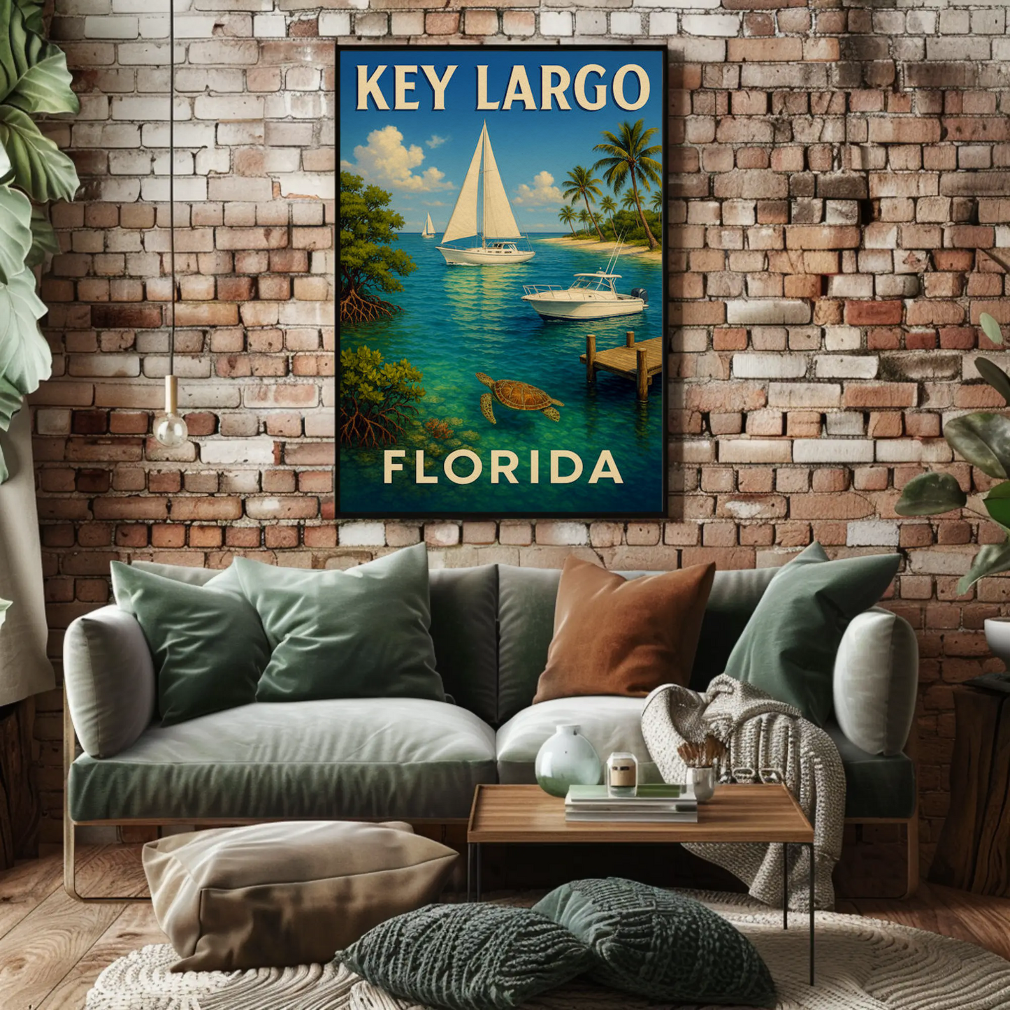 Key Largo Florida Tropical Boats Beach Poster