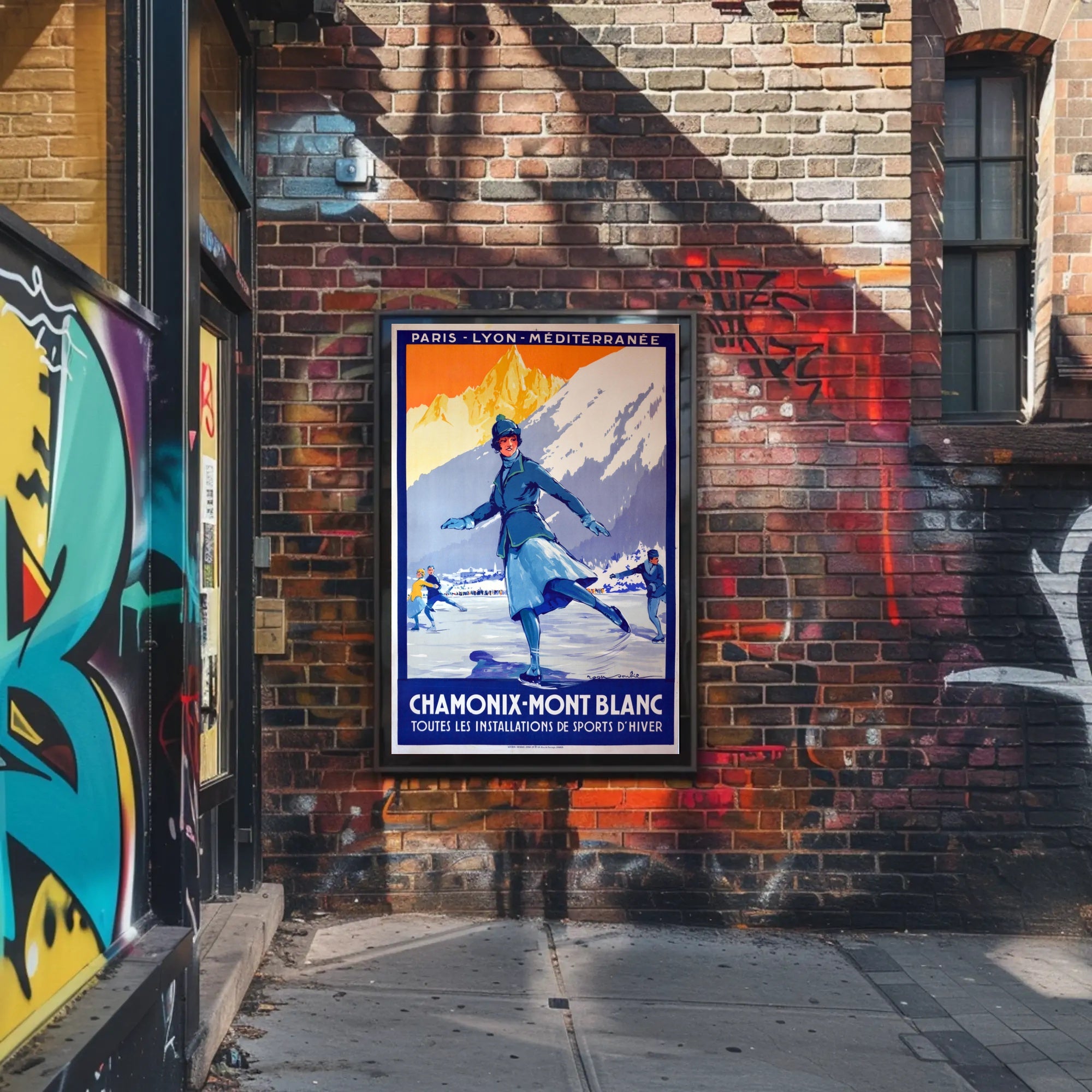 Chamonix-Mont Blanc Vintage Winter Sports Travel Poster PosterGoat