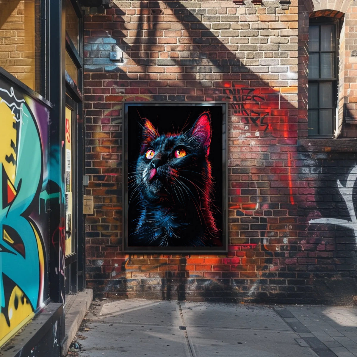 Neon Cat Portrait Poster