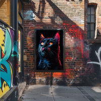 Neon Cat Portrait Poster