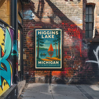 Higgins Lake Vintage Travel Poster PosterGoat