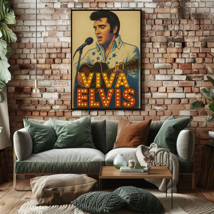 Viva Elvis Presley Retro Concert Microphone Guitar Poster