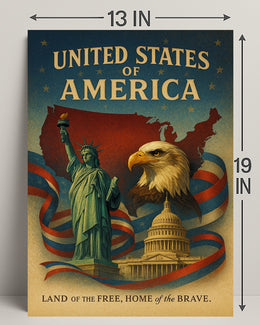 United States of America Land of the Free Poster PosterGoat