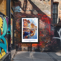 Colorful Waterfront in Copenhagen Poster PosterGoat
