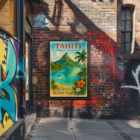 Tahiti Travel Poster – Vintage French Polynesia Wall Art, South Pacific Paradise Decor