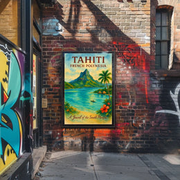 Tahiti Vintage Paradise Poster: Tropical Island Art Print