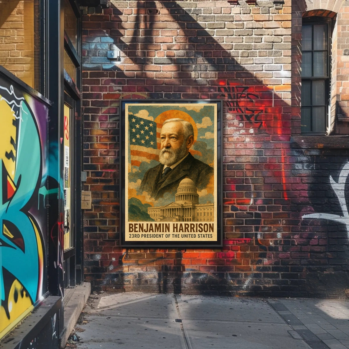 Benjamin Harrison 23rd President of the United States Layered Digital Collage Poster