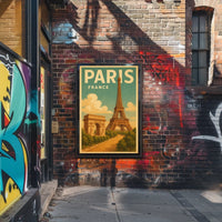 Paris, France Iconic Landmarks Poster
