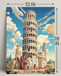 The Leaning Tower Of Pisa Artistic Poster PosterGoat