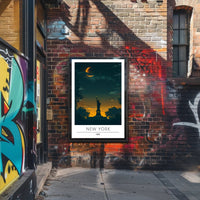 Statue of Liberty Twilight Silhouette Art Poster