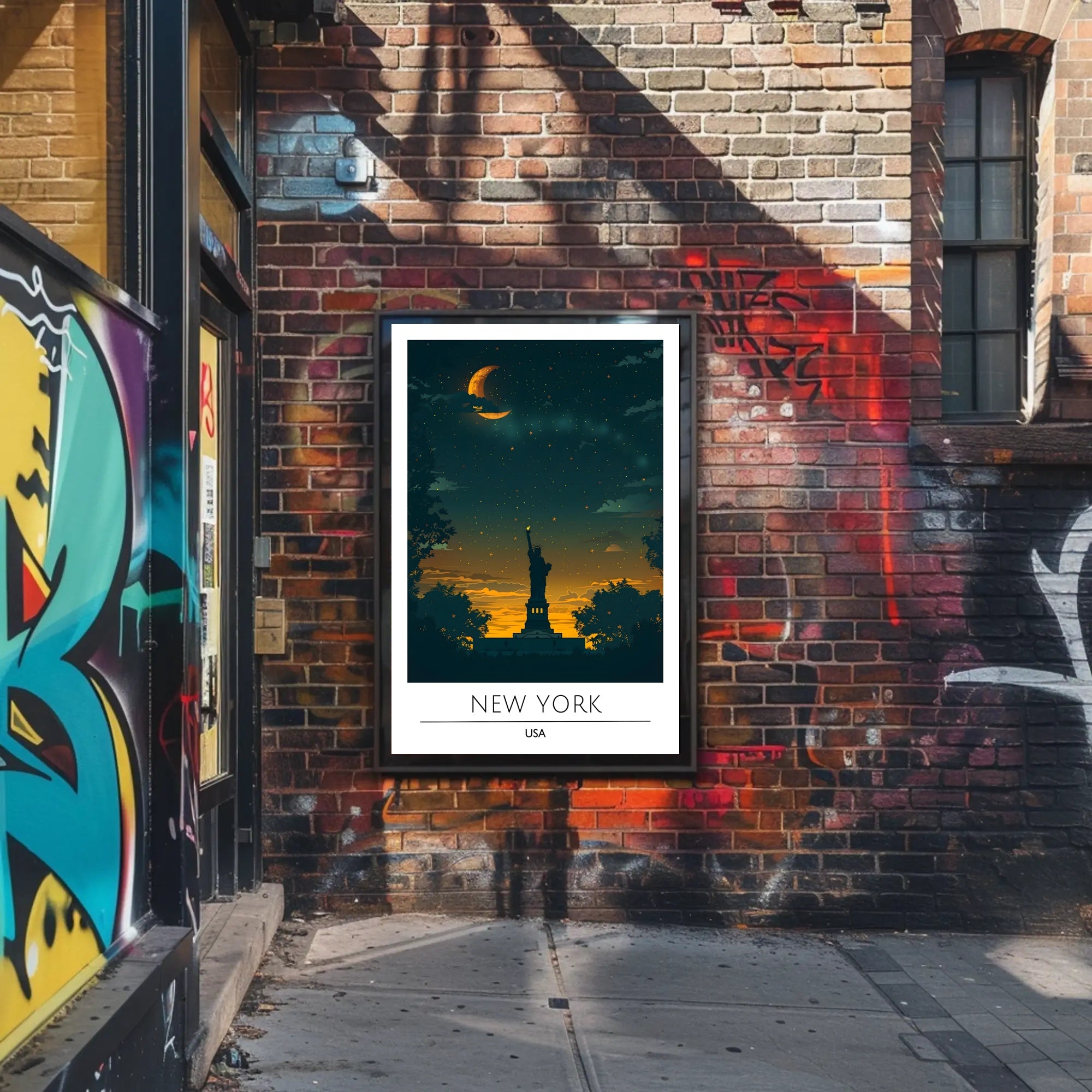 Statue of Liberty Twilight Silhouette Art Poster