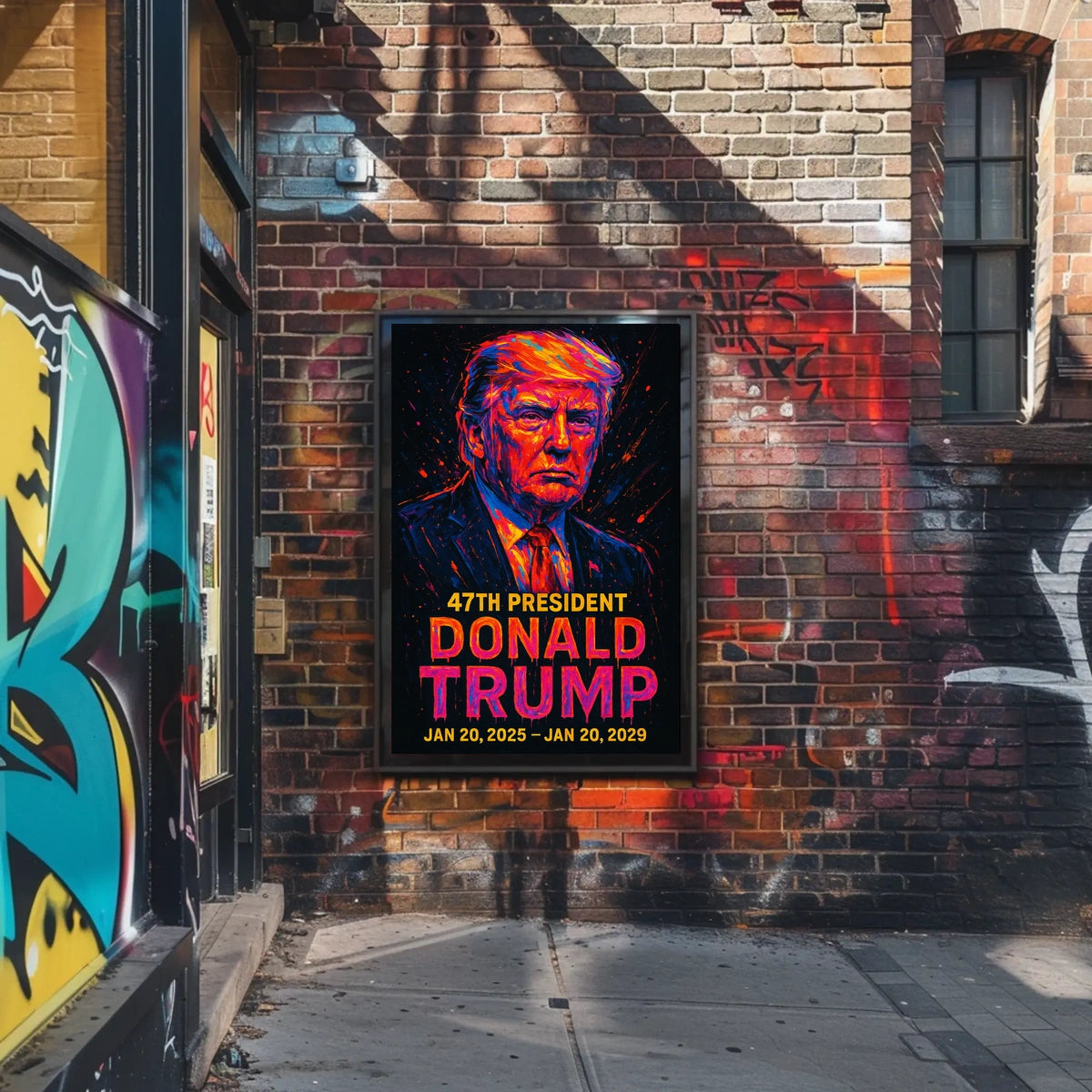 Trump Modern Resolve Neon Futurism Poster