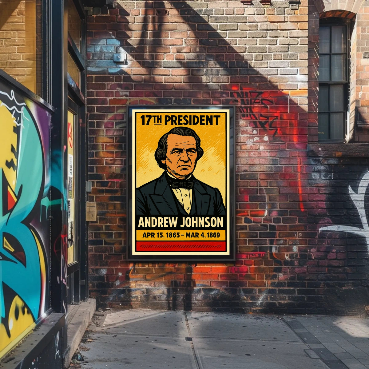 Andrew Johnson 17th President of the United States Inked Comic Style Poster