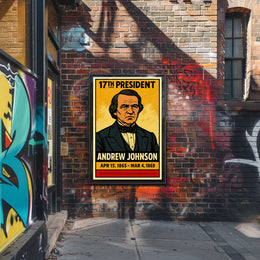 Andrew Johnson 17th President of the United States Inked Comic Style Poster