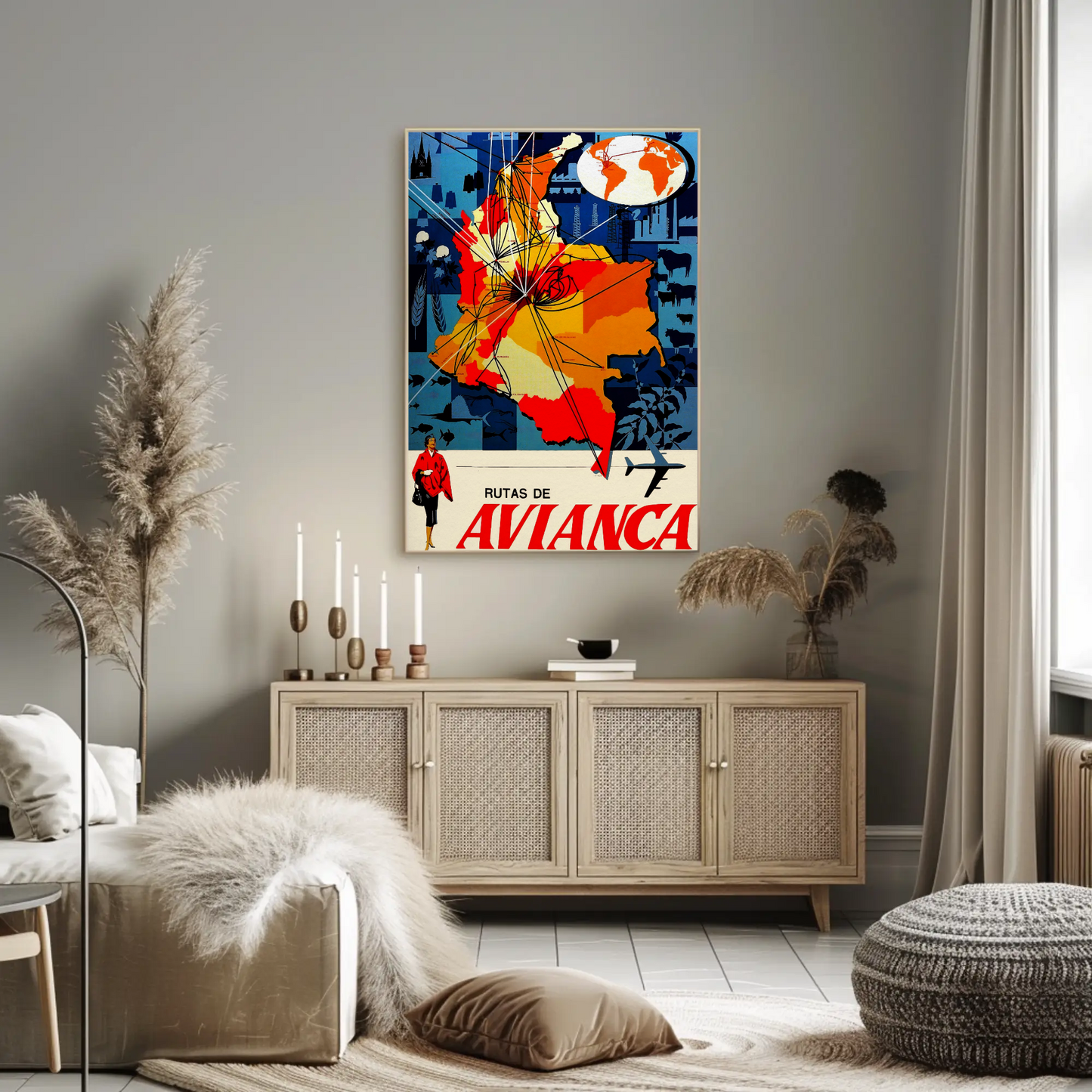 Avianca Rutas de Avianca Travel Poster (1961)