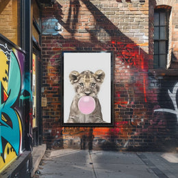 Bubble-Blowing Lion Cub Poster