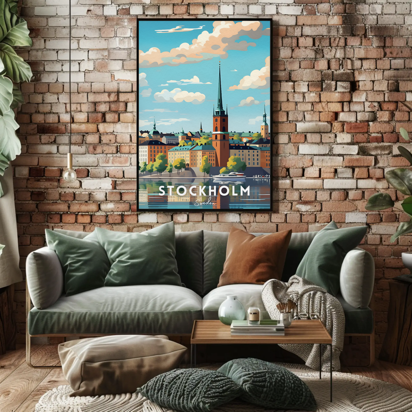 Stockholm Waterfront Skyline Travel Poster