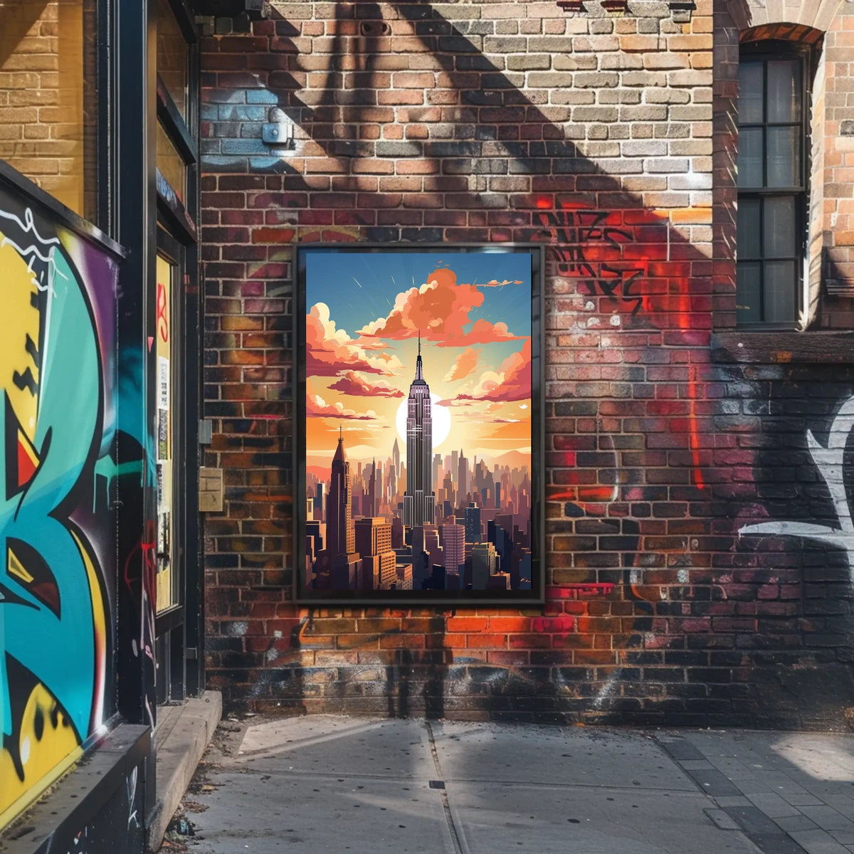 New York City Sunset Skyline Travel Poster