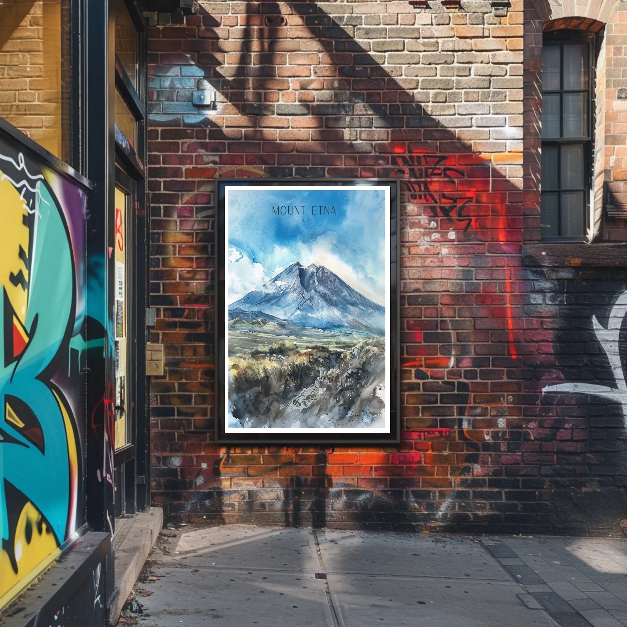 Mount Etna Illustration Poster PosterGoat