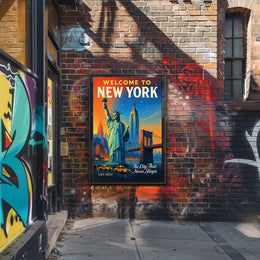 New York City Skyline Poster Vintage Urban Wall Art