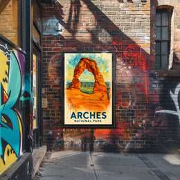 Arches National Park Watercolor Adventure Poster Art