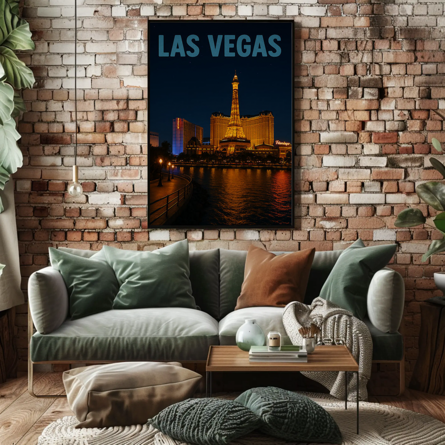 Las Vegas Eiffel Tower Hotel Night Lights Poster