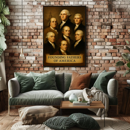 Founding Fathers Portrait Historic America Travel Poster