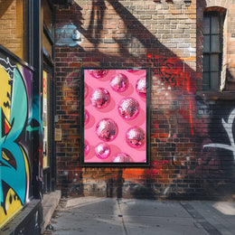 Pink Disco Balls Pattern Art Print - Abstract or Artistic Poster PosterGoat