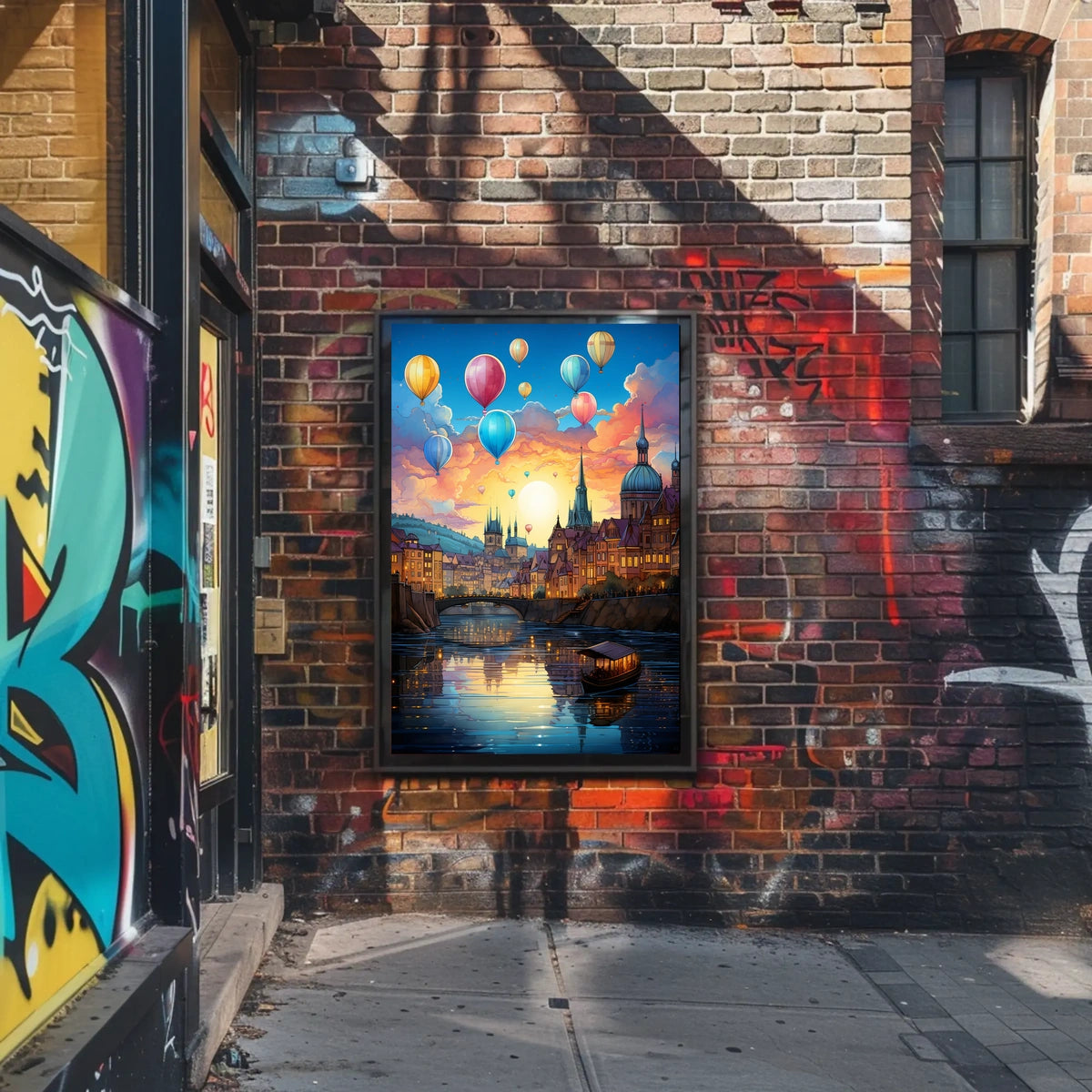 Romantic European Cityscape at Sunset Travel Poster