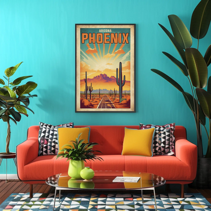 Phoenix Arizona Vintage Travel Poster Artwork