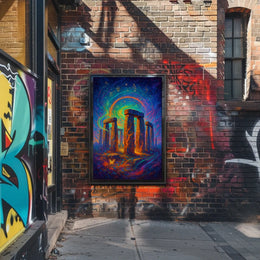Stonehenge Cosmic Night Surreal Fantasy Art Poster