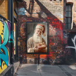 Santa Claus With A Gift Poster