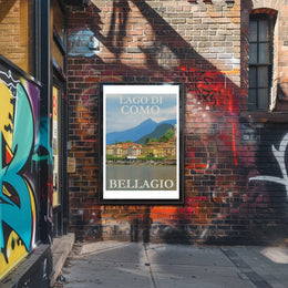 Scenic Bellagio Lake Como Italian Travel Poster