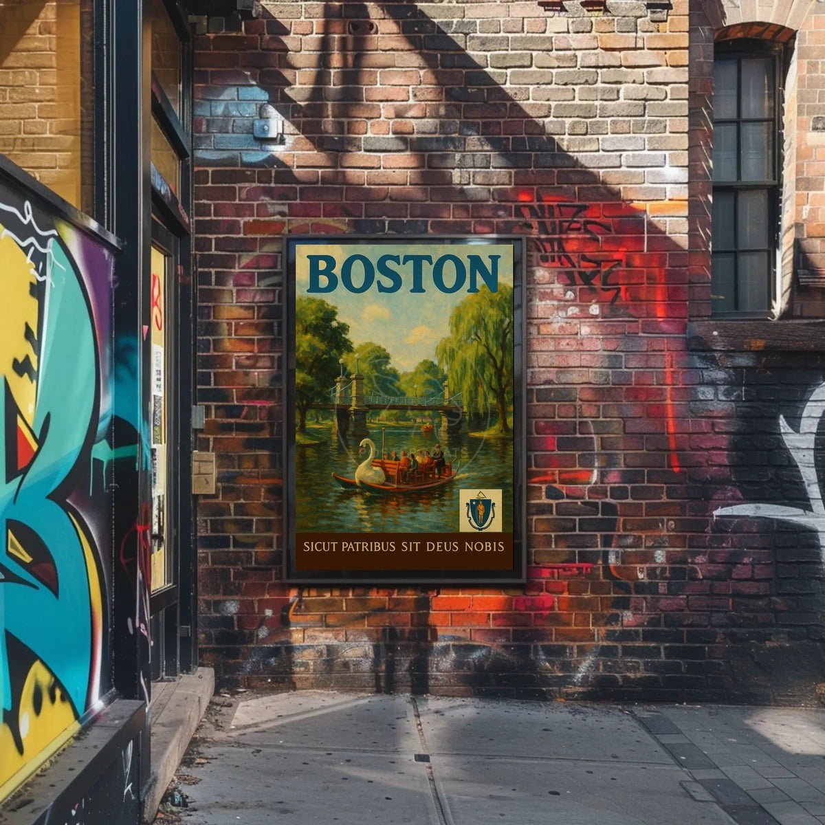 Boston Public Garden Vintage Travel Artwork Poster