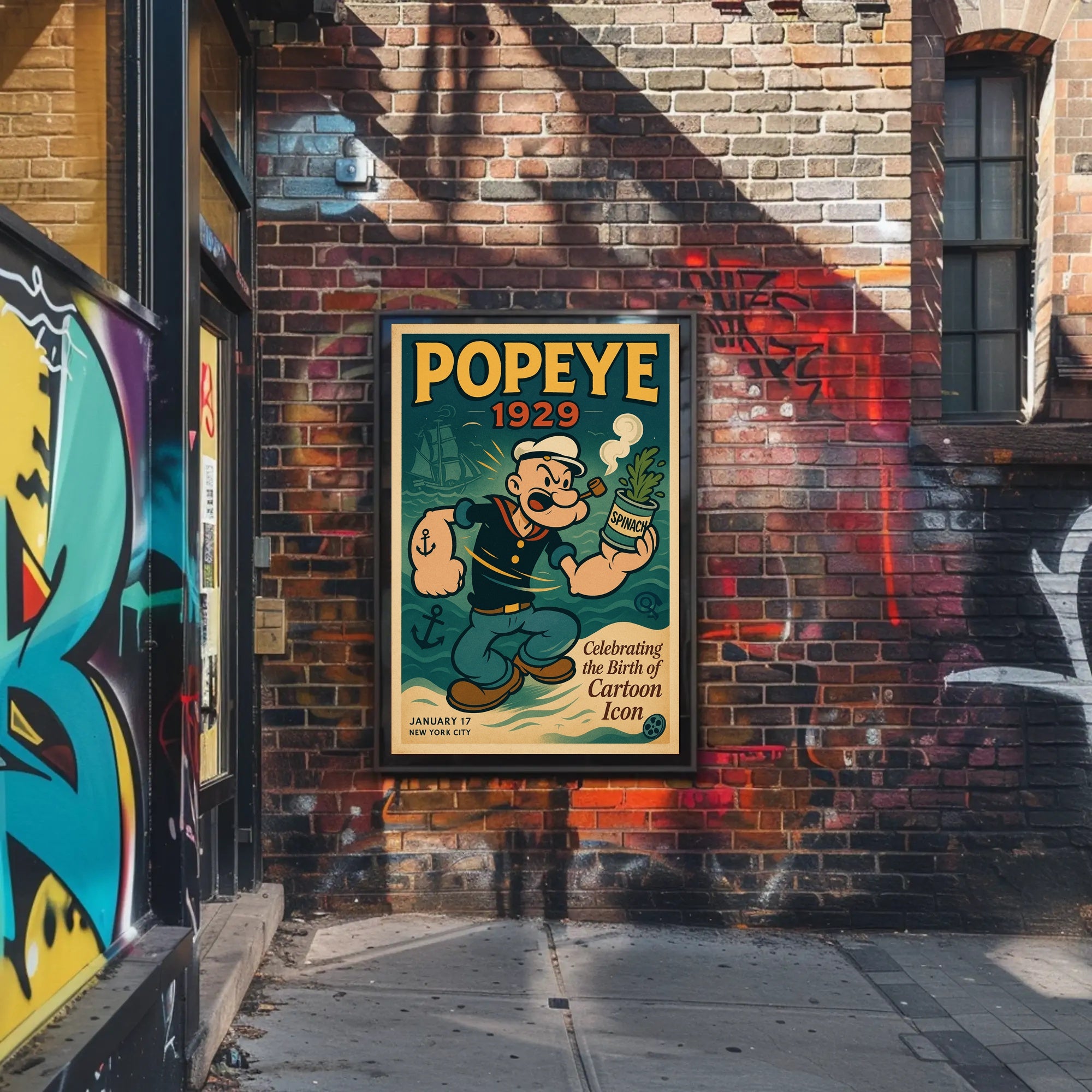 Classic Popeye Nostalgia with Vintage Nautical Theme Pop Culture Poster