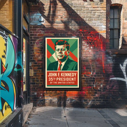 Kennedy 35th President Heritage Midcentury Poster