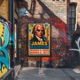 James Madison 4th President of the United States Street Art Mashup Poster