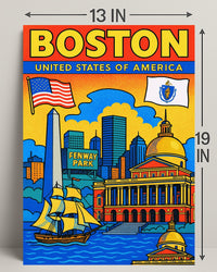 Boston Iconic Landmarks Poster PosterGoat