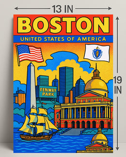 Boston Iconic Landmarks Poster PosterGoat