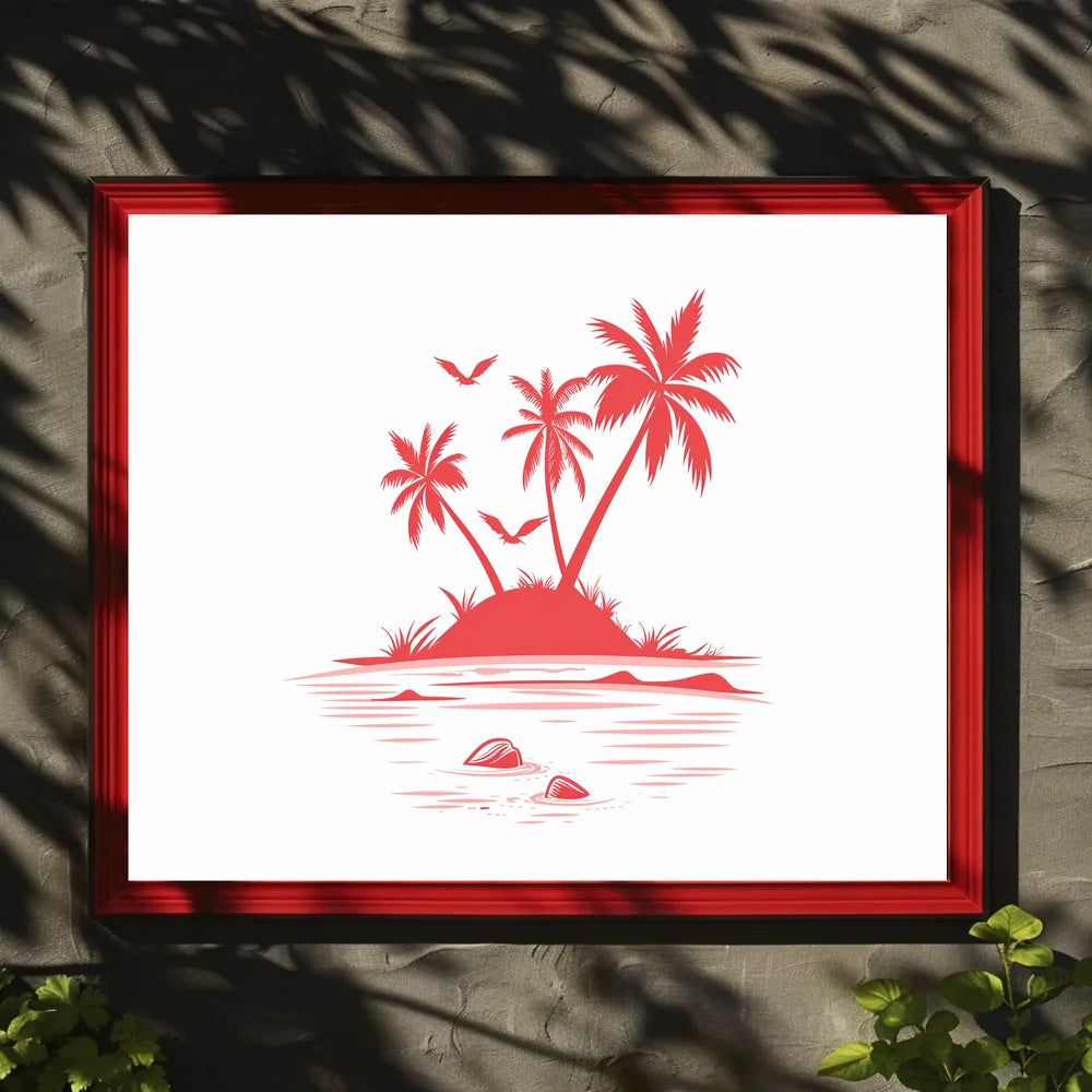 Tropical Island Minimalist Poster: Serene Beach Art Decor