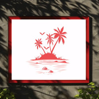 Tropical Island Minimalist Poster: Serene Beach Art Decor