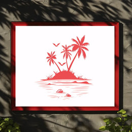 Tropical Island Minimalist Poster: Serene Beach Art Decor