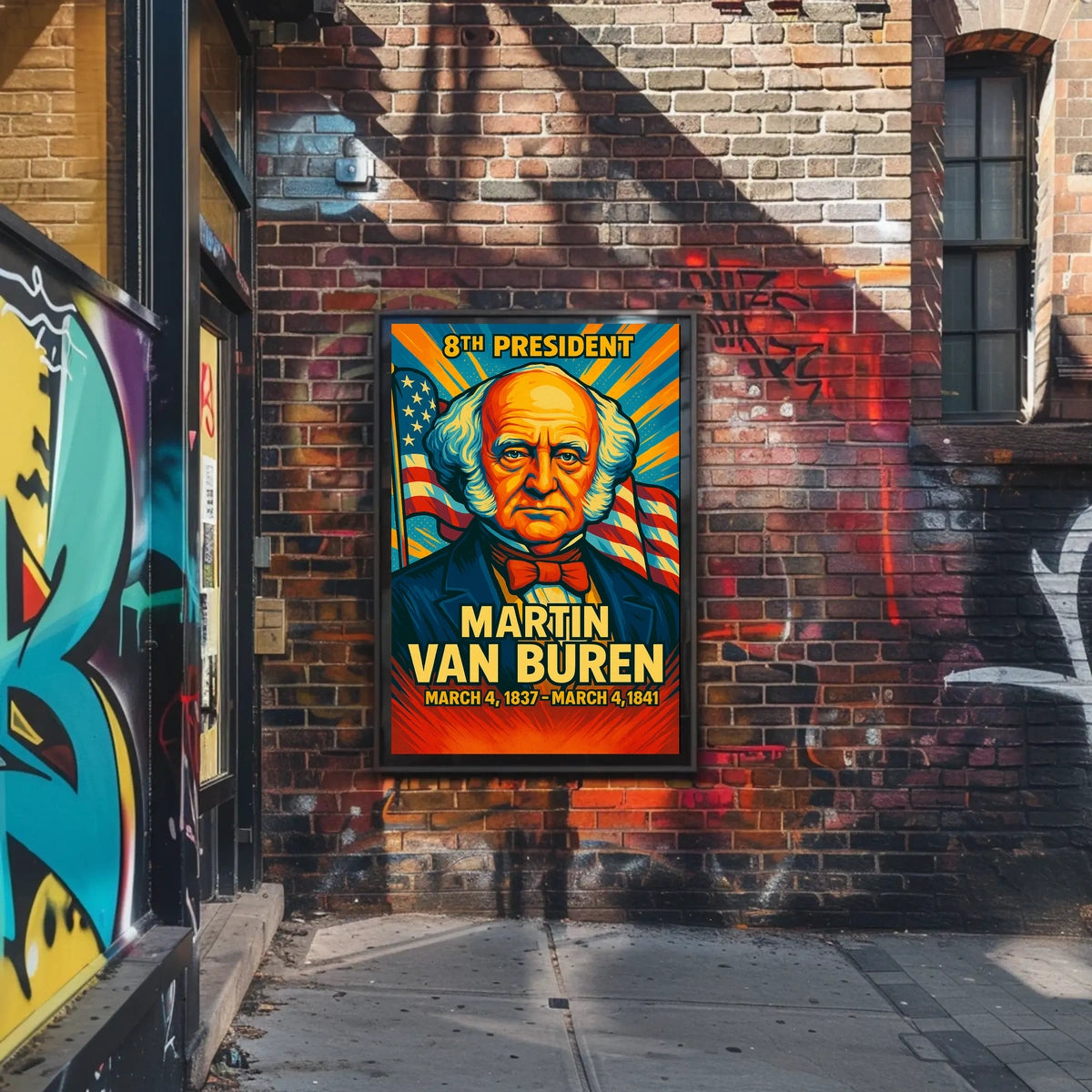 Martin Van Buren 8th President of the United States Colorful Comic Book Style Poster