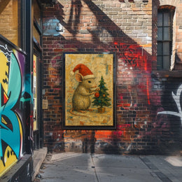Festive Mouse And Christmas Tree Poster