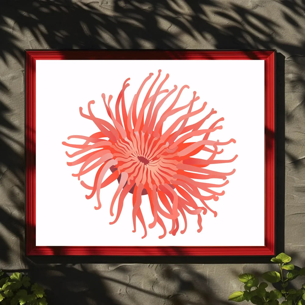 Vibrant Sea Anemone Modern Art Poster Print